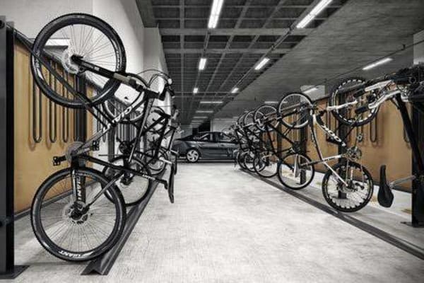 Bicycle storage at Anden in Weymouth, Massachusetts