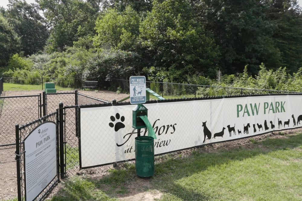 On-site pet park at Arbors at Fairview Apartments in Simpsonville, South Carolina
