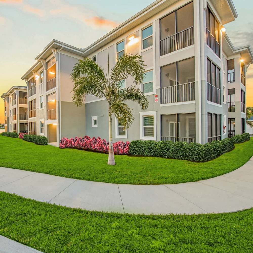 Beautiful exterior view of the apartments at Charlotte Commons in Port Charlotte, Florida