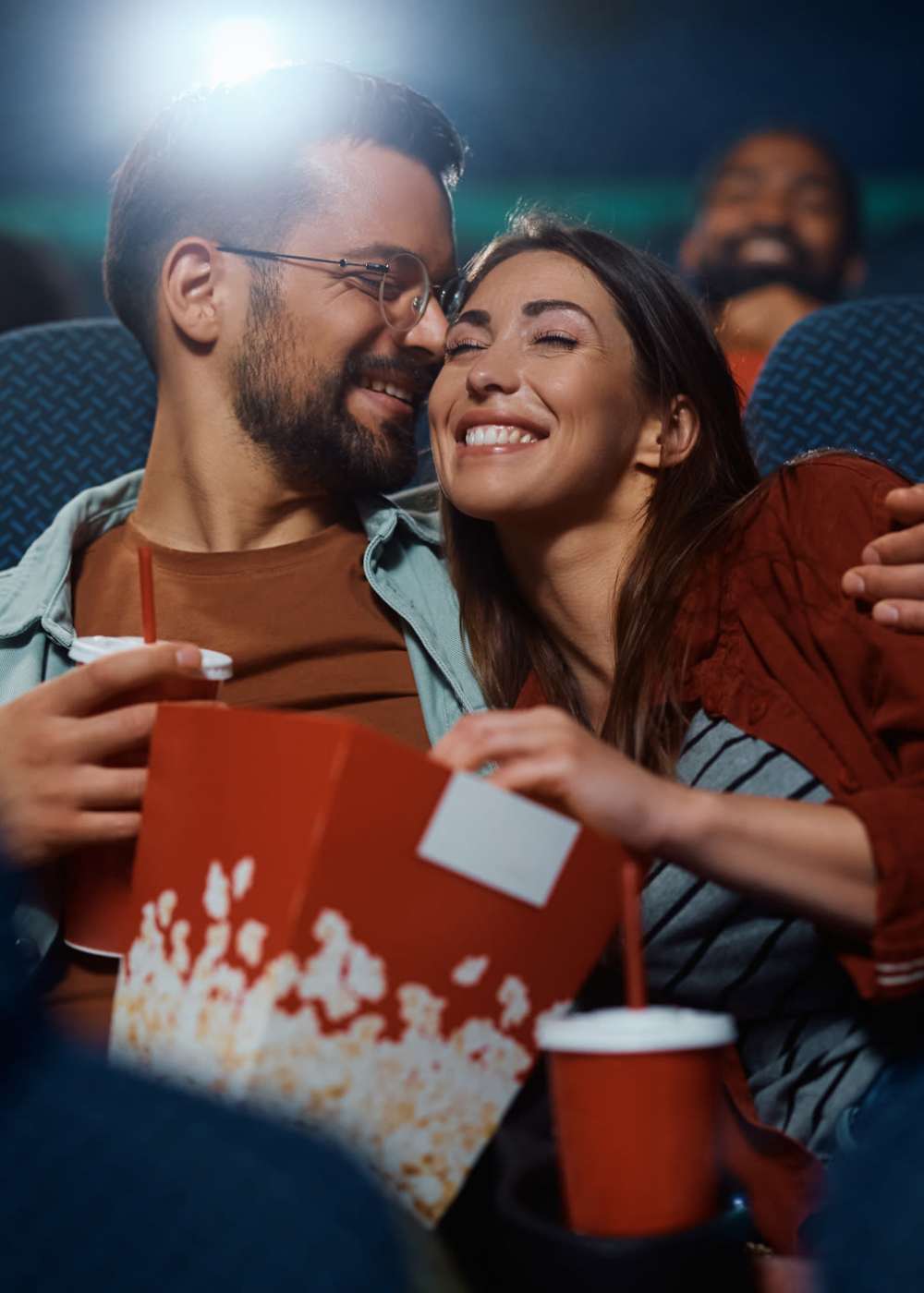 Residents at a movie near Strata Apartments in Denver, Colorado