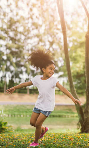 Resident playing in nature near Lakeview in Fort Worth, Texas