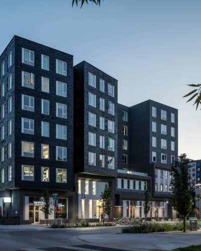 Exterior view of apartments at The Fowler in Boise, Idaho