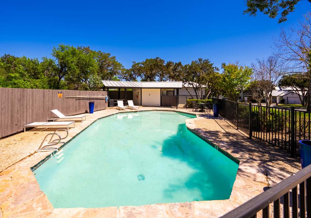 Pool area at The Row Apartments in San Antonio, Texas