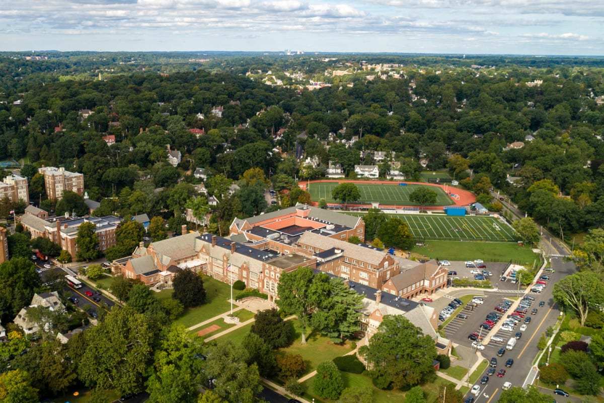 Arial view of the apartments at 15 Parkview in Bronxville, New York