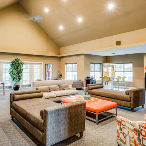 Vaulted ceilings in the clubhouse at Arlo of Olathe in Olathe, Kansas