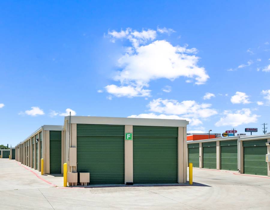 Group of friends with their RV at Storage Hub - Grissom & Tezel in San Antonio,Texas
