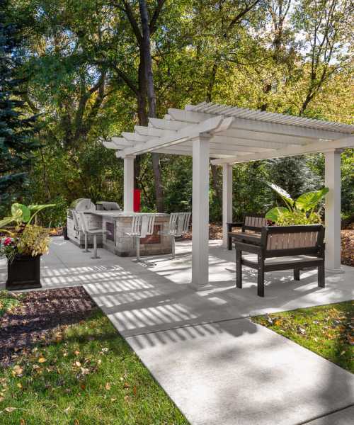 Outdoor seating with BBQ at LeSilve in Middleton, Wisconsin