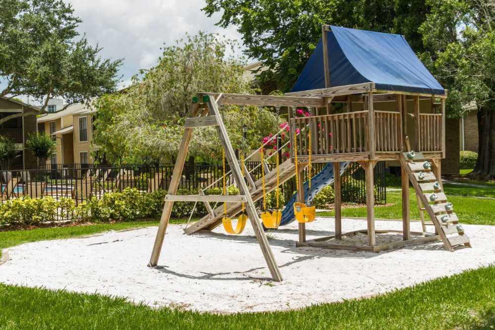Outdoor children's playground at Legend Oaks in Tampa, Florida