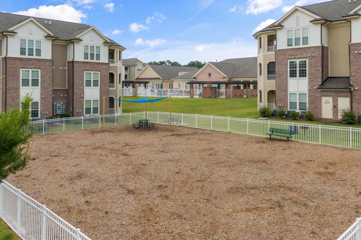 Left view of the dog park at Marquis Ellis Crossing in Durham, North Carolina
