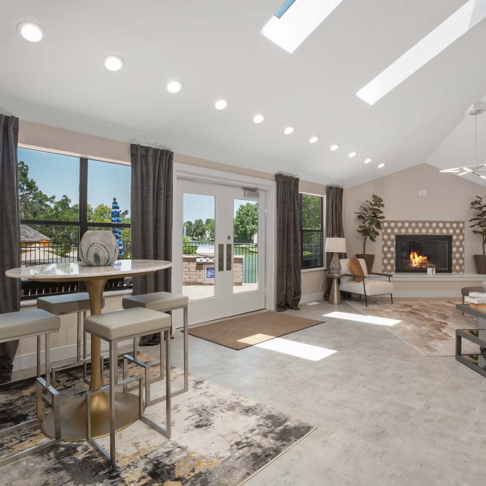 Clubhouse with scenic views at Lago Vista Apartments in St. Charles,Missouri