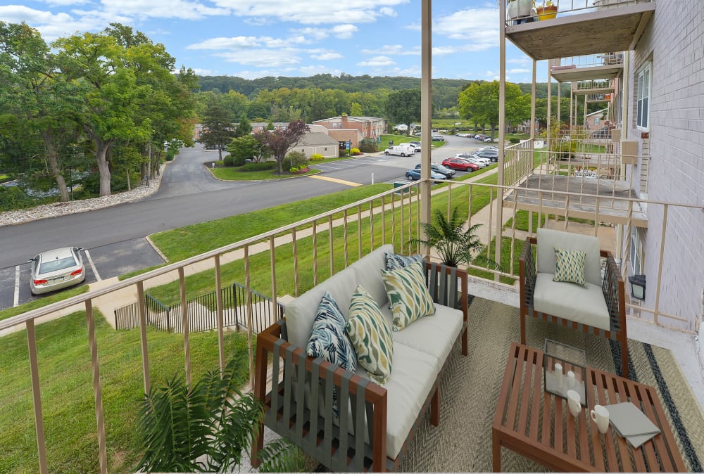 Private balcony at Kingswood Apartments & Townhomes in King of Prussia, Pennsylvania