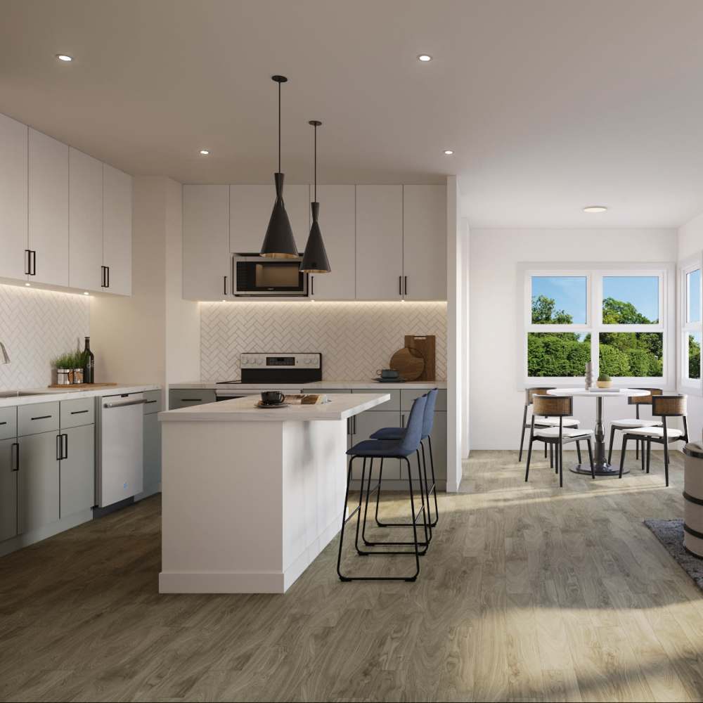 Dining area in a furnished model apartment at Silo Creek Apartments in Lafayette, Louisiana