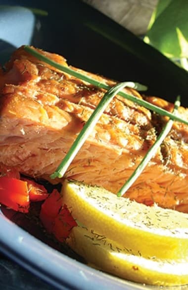 Beautiful salmon dish prepared at Burr Ridge Senior Living in Burr Ridge, IL