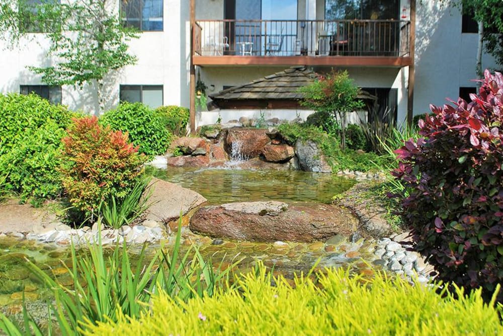 Lovely pond area at Roseville Commons Senior Living in Roseville, California