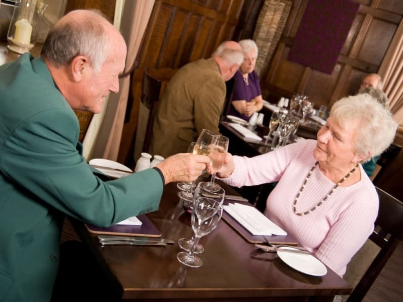 Residents dining at The Iris Senior Living in Great Falls, Montana. 