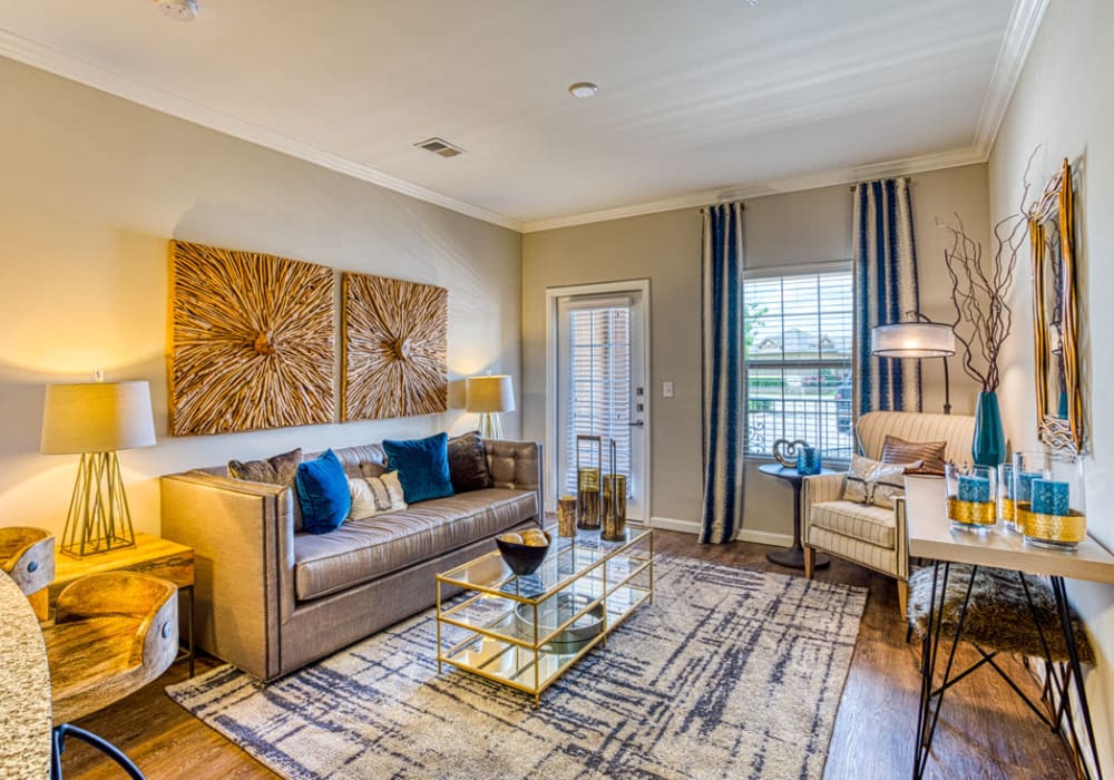 Large windows in living room at Arrington Ridge in Round Rock, Texas