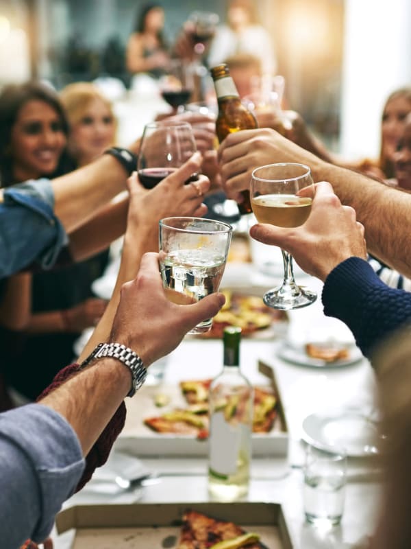 residents cheers wine glasses near Columbia View in Vancouver, Washington