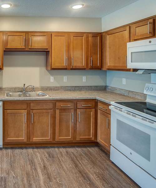 Kitchen with wood flooring at McKay Manor in Breese, Illinois