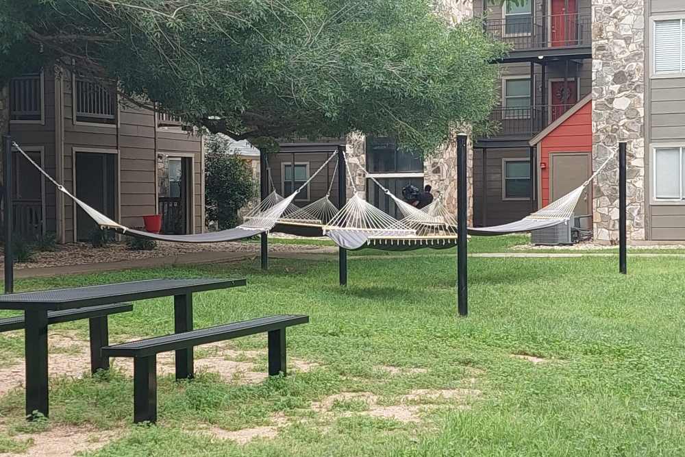 Rope hammock at Villa De Oro in San Antonio, Texas