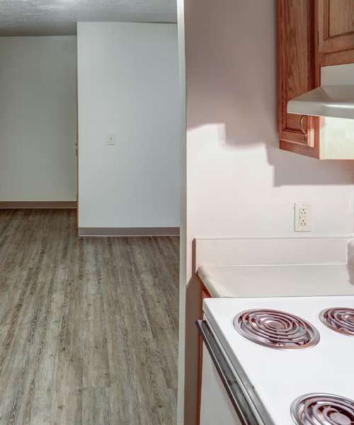 Wood-style flooring in modern home at Riverview Place in Ripley, Ohio