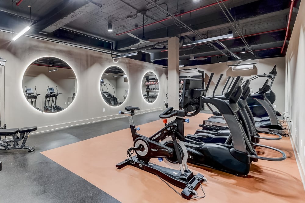 Well-equipped fitness center at Brumby Lofts in Marietta, Georgia