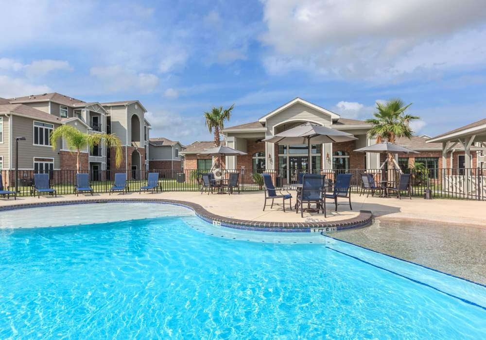 Sparkling swimming pool at The Colony in Victoria, Texas