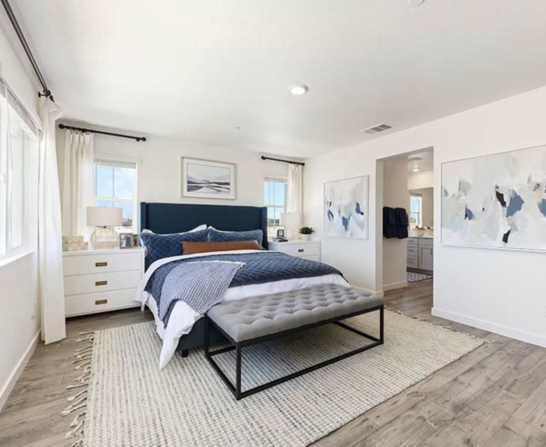 Bedroom with attached bathroom at Isles in Roseville, California