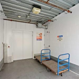 Freight elevator and carts at A-1 Self Storage in Lakeside, California