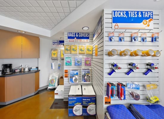 Packing supplies and coffee available at A-1 Self Storage in San Diego, California