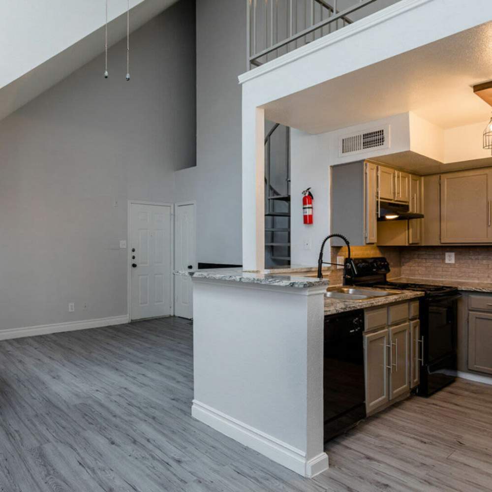 Apartment kitchen at Pine Lake Village in Houston, Texas