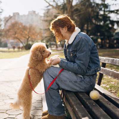 Resident playing with her pets at Greentree in Indianapolis, Indiana