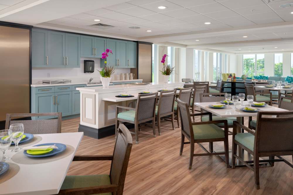 Dining space at The Barclay at ParkSquare in Aventura, Florida