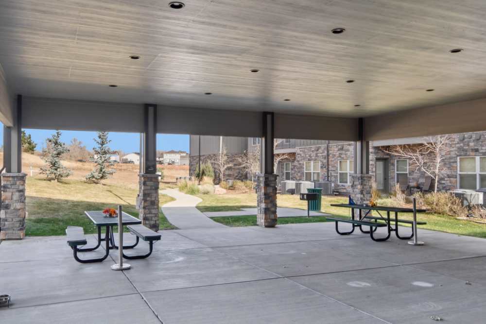 Picnic area at Villas At Mesa Ridge in Fountain,Colorado