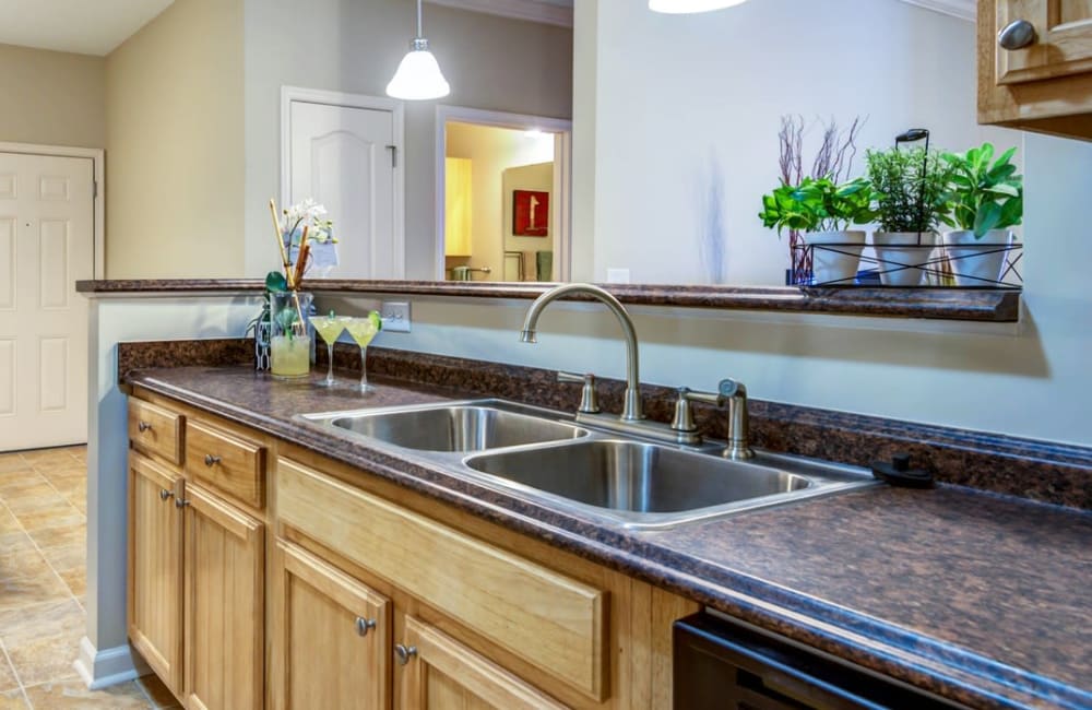 Kitchen amenities in a home at Carden Place Apartment Homes in Mebane, North Carolina