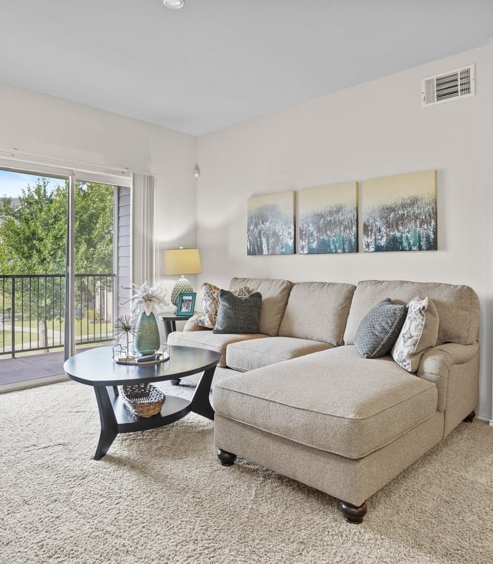 Carpeted Living Room at Prairie Springs in Oklahoma City, Oklahoma