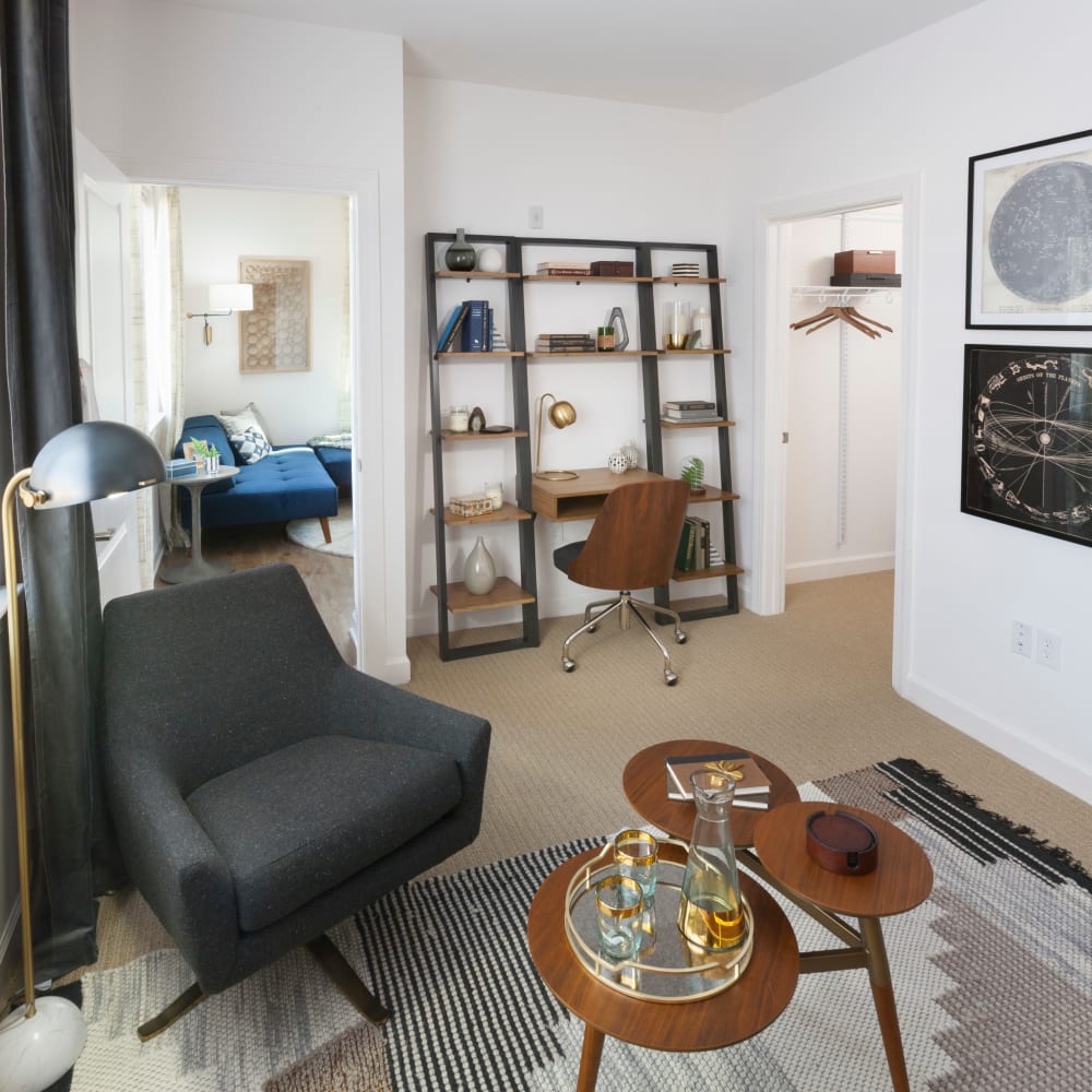 Reading nook in a loft apartment home at The Bixby in Washington, District of Columbia