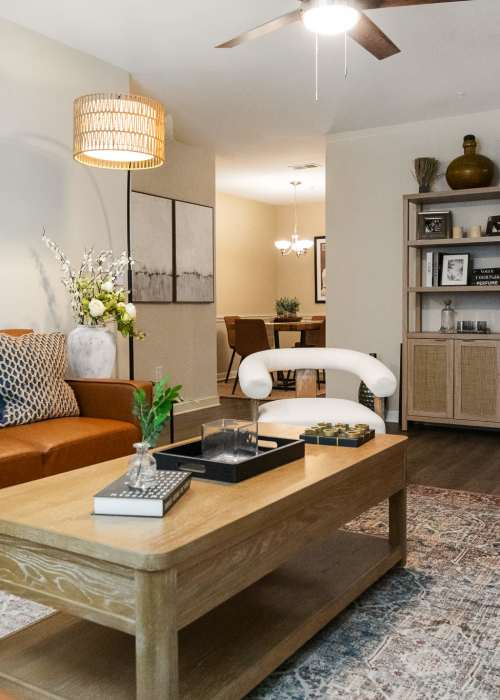 Model living space at The Landings at Houston Levee in Cordova, Tennessee