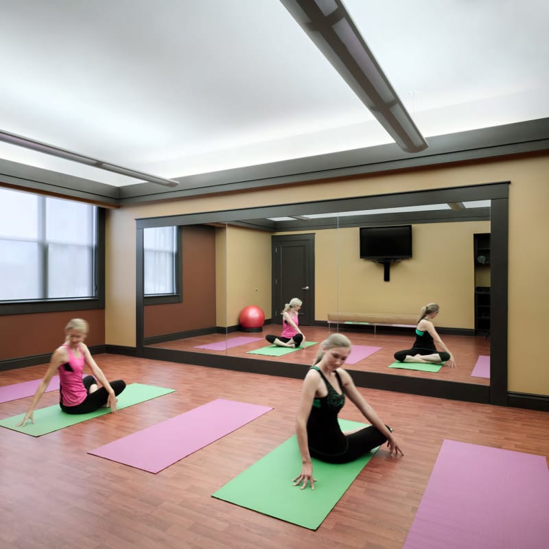 Yoga studio at Attain at Towne Place, Chesapeake, Virginia