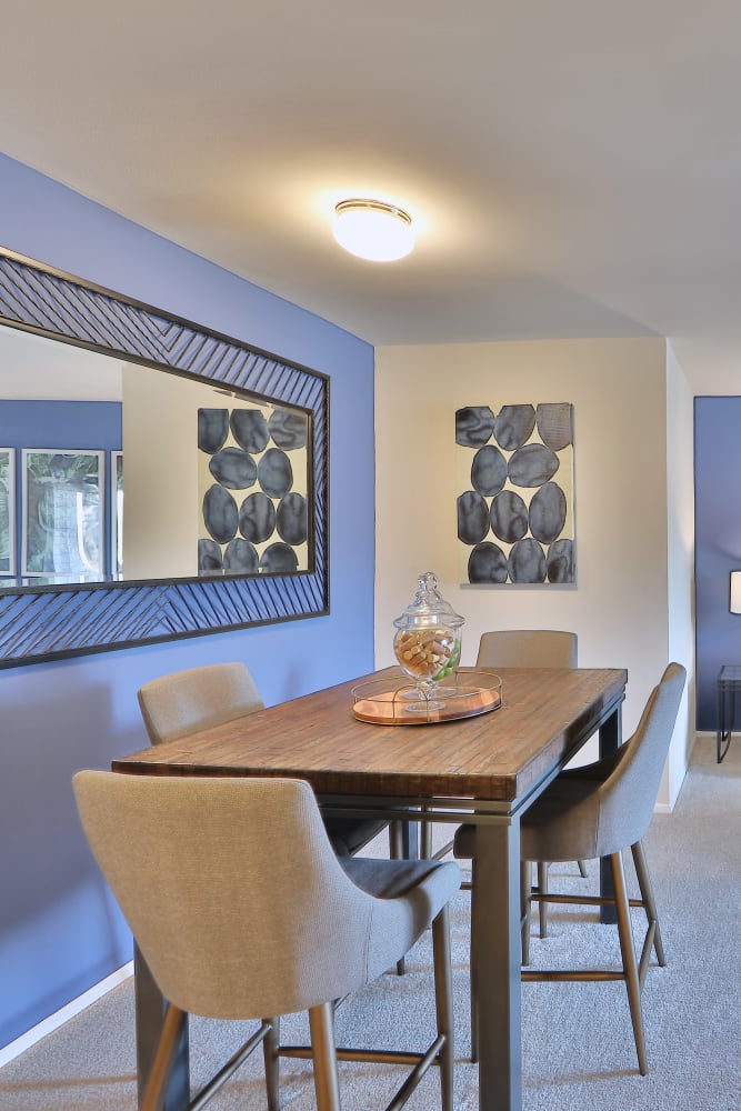 Dining area in a model home at The Willows Apartment Homes in Glen Burnie, Maryland