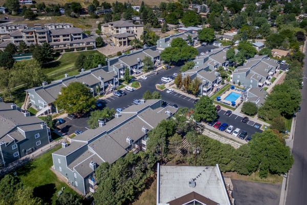 aerial view of the property and surrounding area at Bluesky Landing Apartments in Lakewood