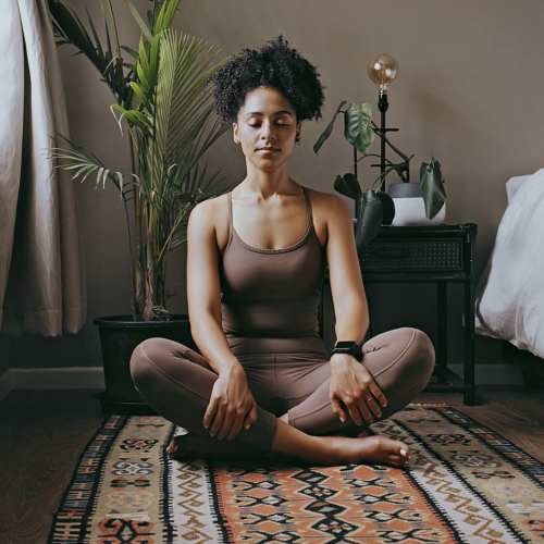 Resident practicing yoga at The Reserve at Kanapaha in Gainesville, Florida