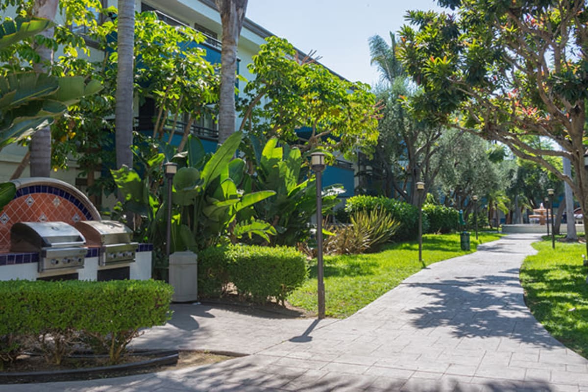 Lush landscaping at Westside Terrace, Los Angeles, California