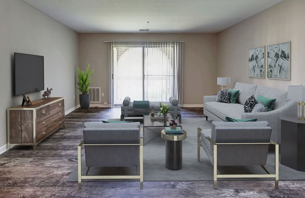 Spacious living room at Northampton Apartment Homes in Largo, Maryland