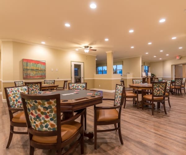 Game room at Pacifica Senior Living Vancouver in Vancouver, Washington