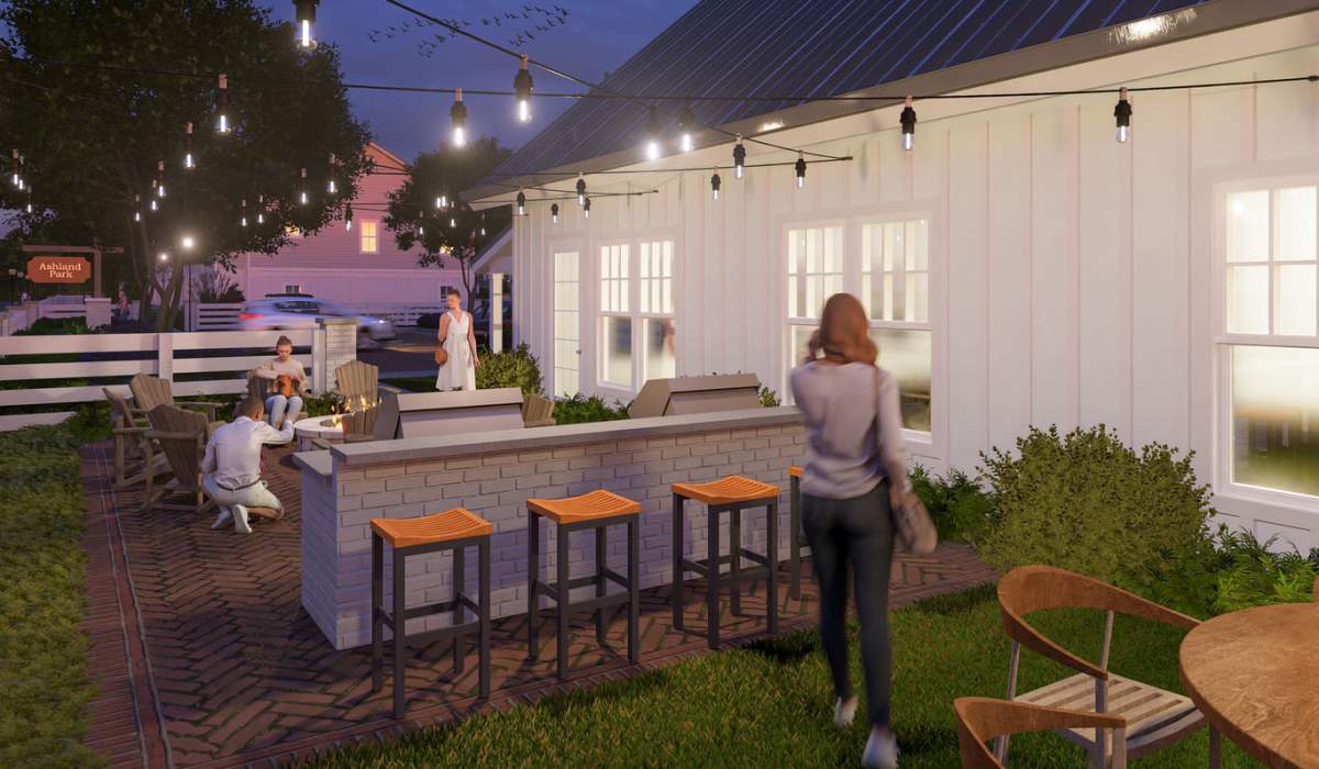 Rendering of outdoor barbecue area at Ashland Park in Mobile, Alabama