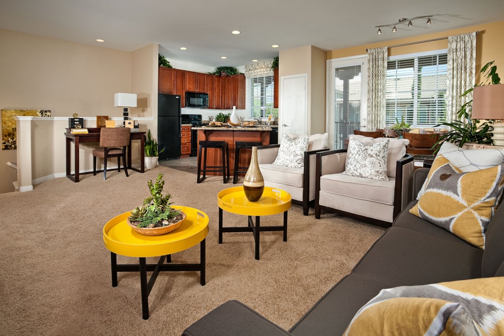 Living room at Homecoming at Terra Vista in Rancho Cucamonga, California