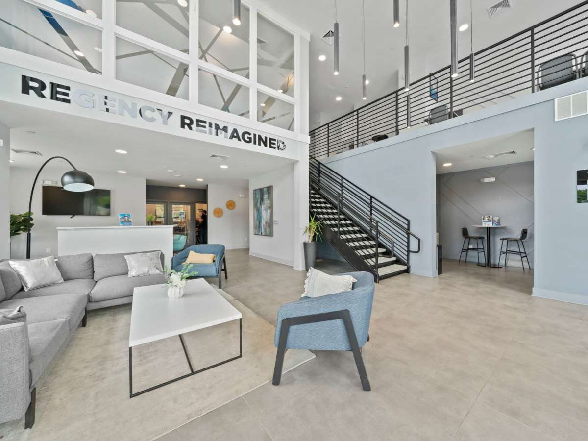 Community clubhouse with large seating area at The Rise at Regency in Henrico, Virginia