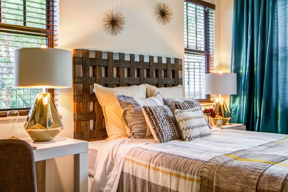 Model bedroom at Luzano in Pompano Beach, Florida