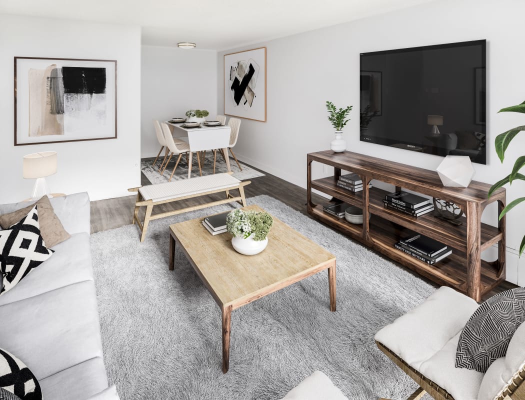 Beautiful living room of Panarama Tower in Burnaby, British Columbia