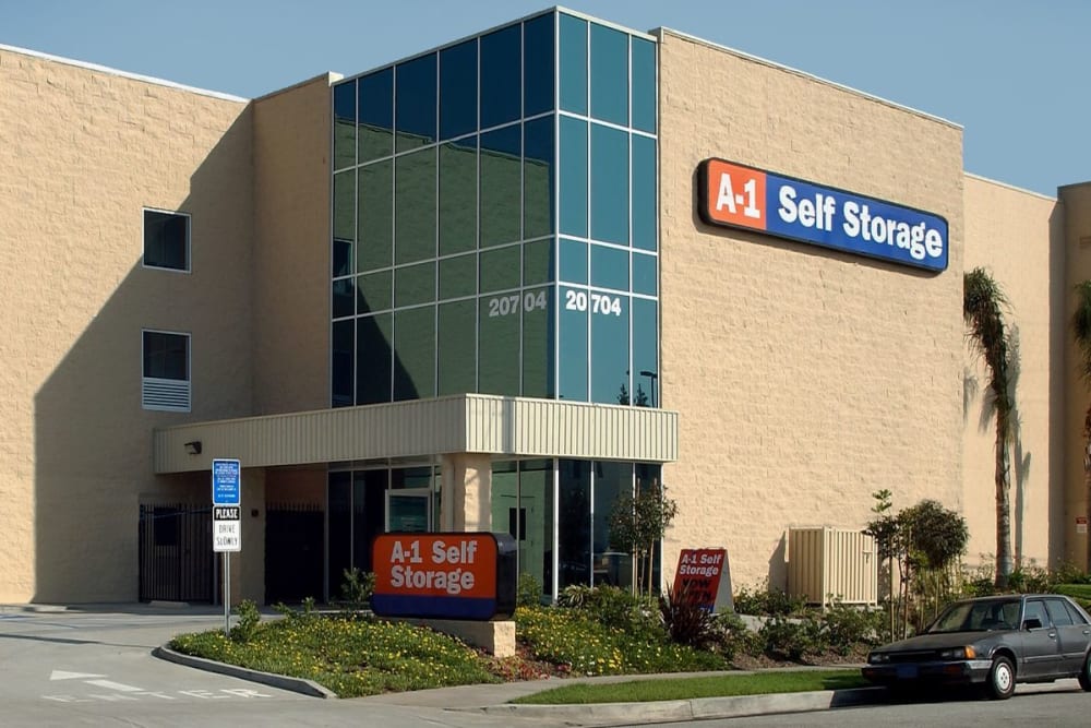 The front entrance to A-1 Self Storage in Torrance, California